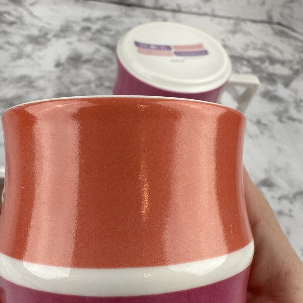 Vintage Block Chromatics Red Lavender Set of 2 Tea Coffee Cups Germany - Picture 7 of 10